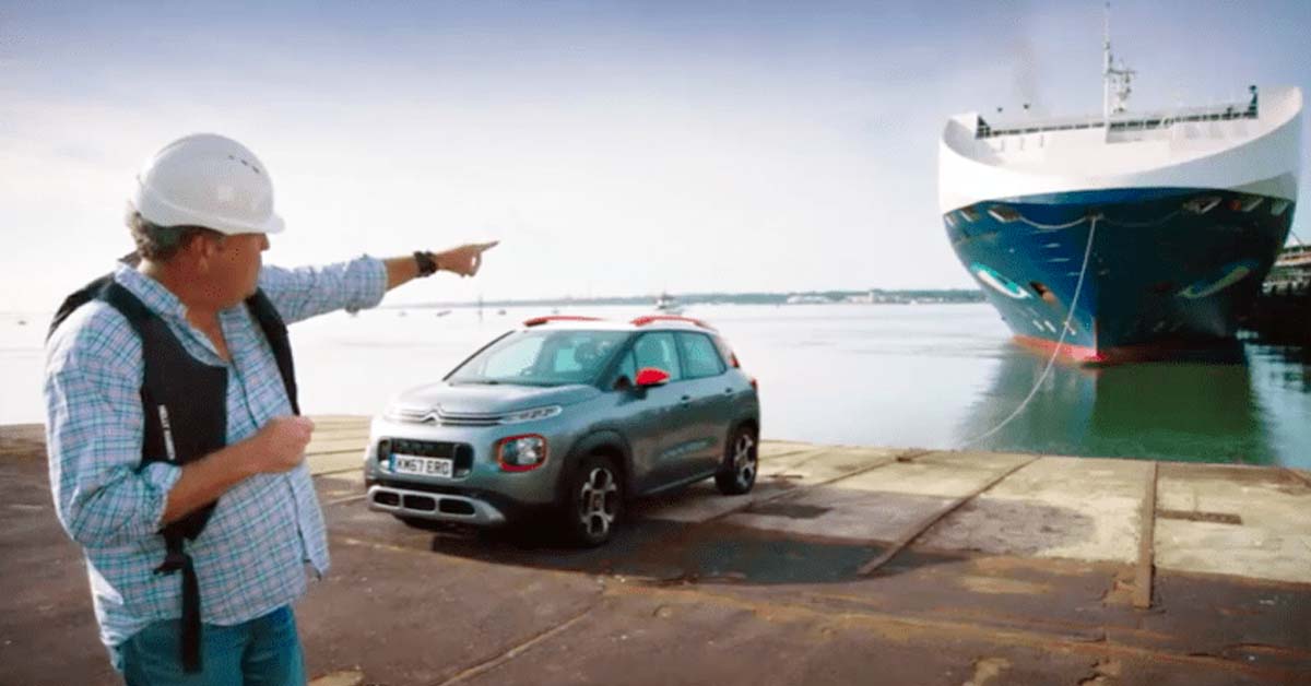 jeremy clarkson citroen c3 tows ship