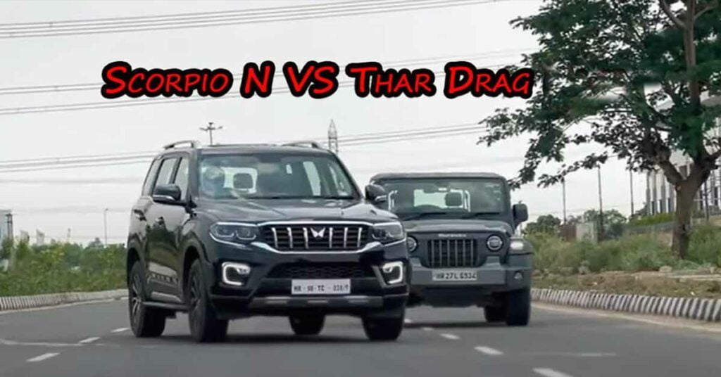 mahindra scorpio n vs thar drag race