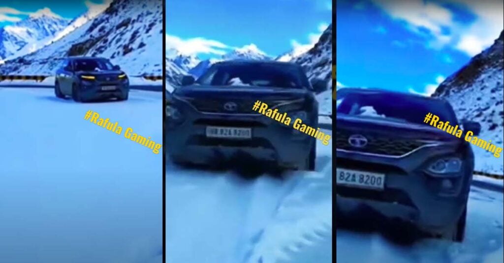 tata harrier gliding snow