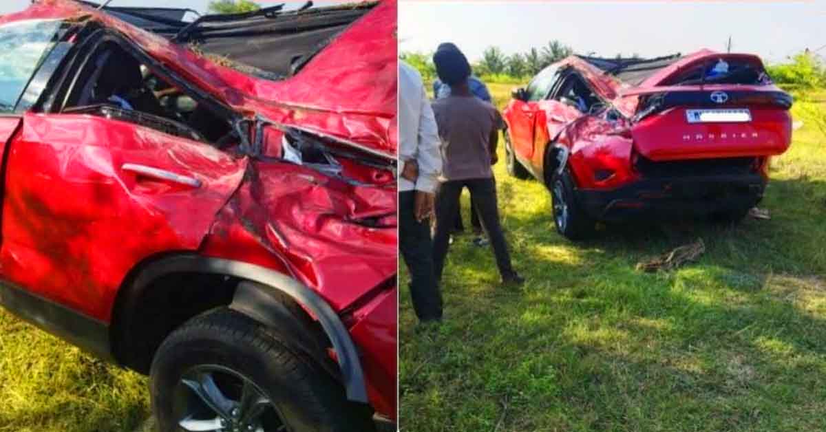 tata harrier rolls over 4 times