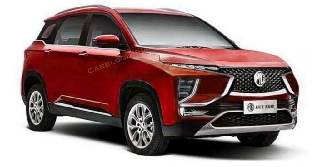2022 MG Hector facelift red front three quarters rendering