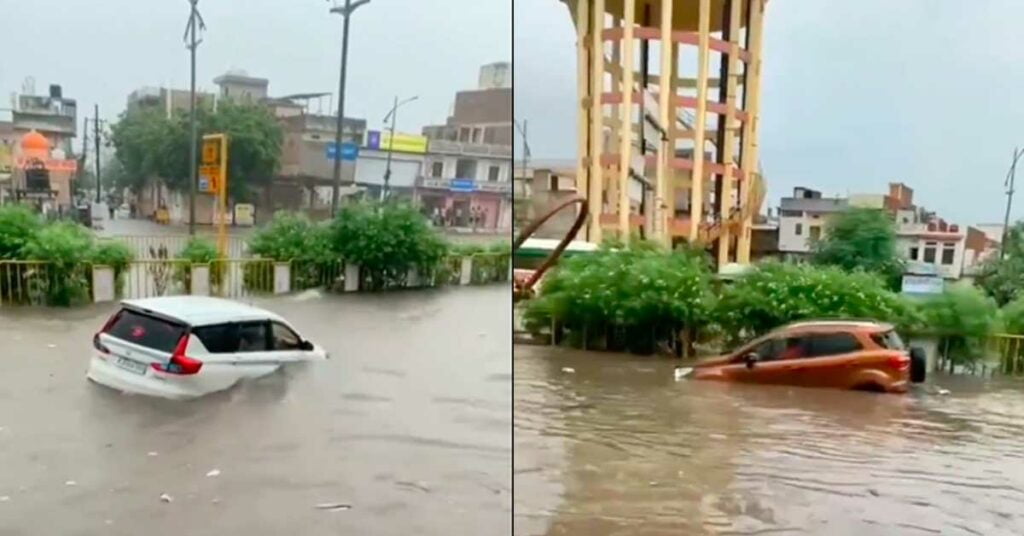Excessive rainfall in Jaipur led to many streets getting totally water-logged. 