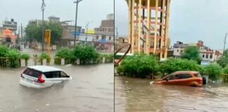 Excessive rainfall in Jaipur led to many streets getting totally water-logged.