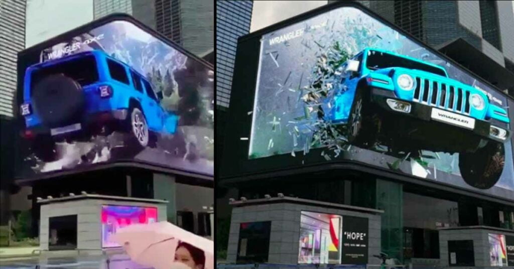 Jeep Wrangler 4x3 3D billboard ad in China