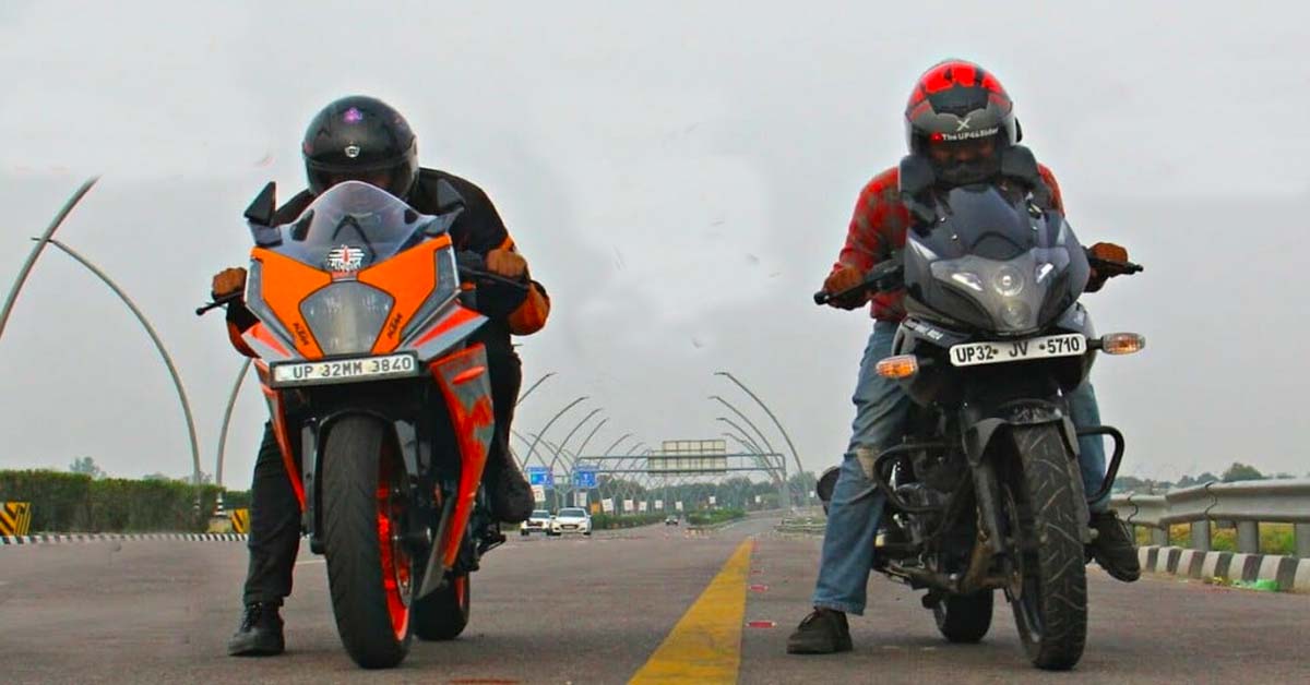 ktm rc200 vs bajaj pulsar 220f drag race