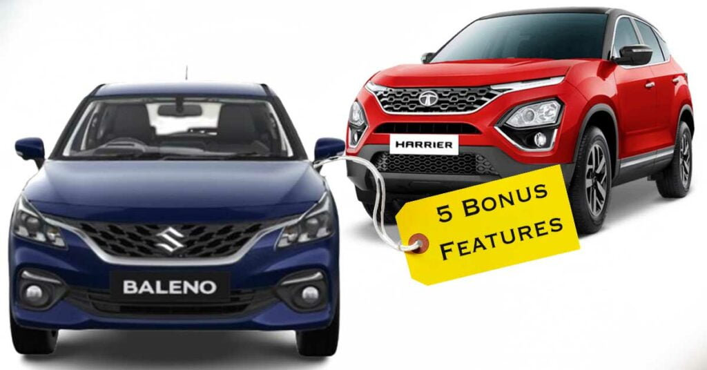 new maruti baleno vs tata harrier features comparison