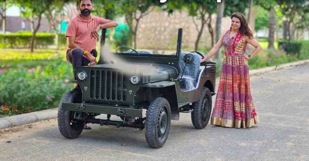 Replica Willys Jeep Miniature is powered by an electric motor