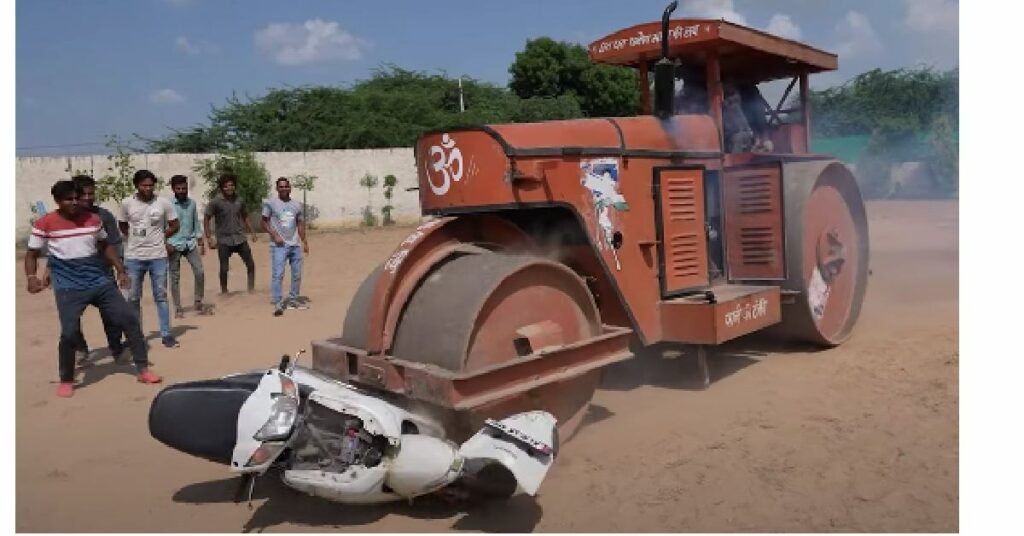 Honda Activa Gets Crushed By A Road Roller