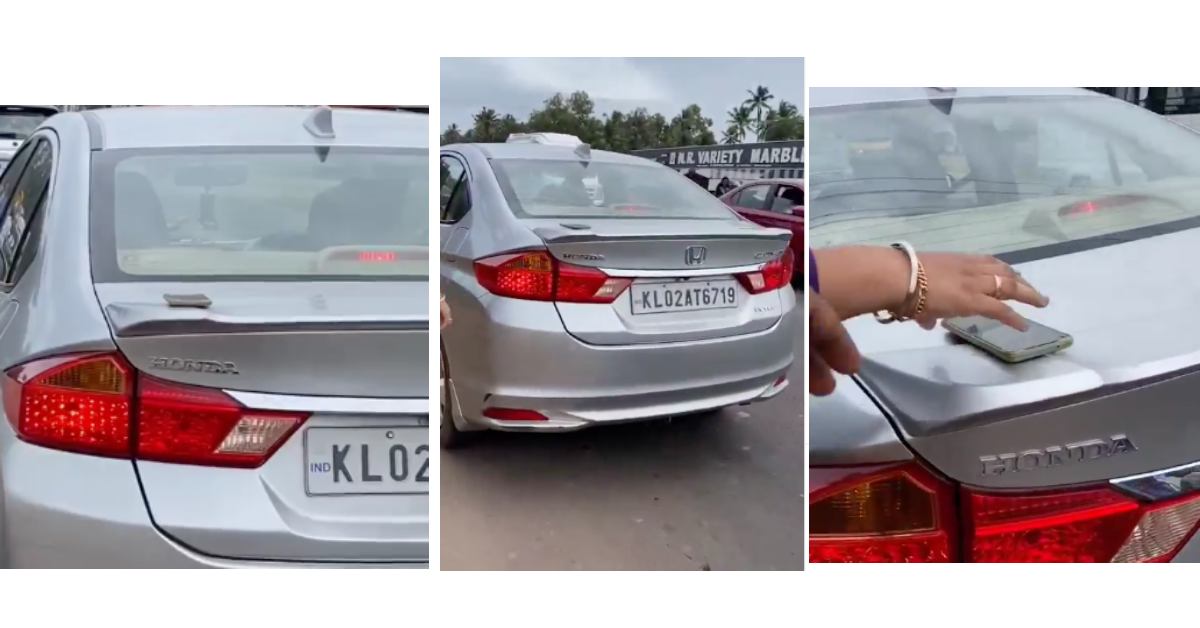 Mobile Phone on the boot of Honda City