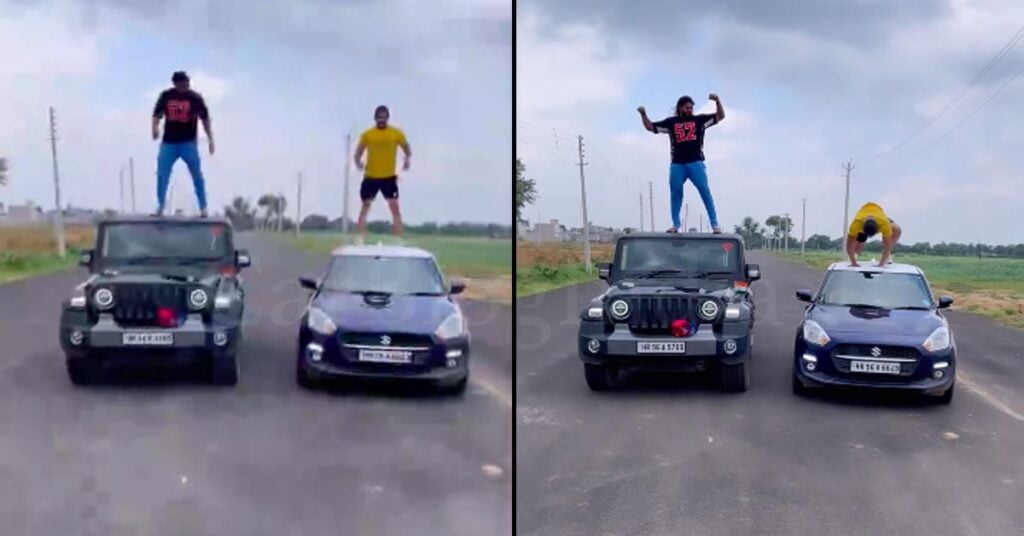 instagrammer on moving maruti swift falls