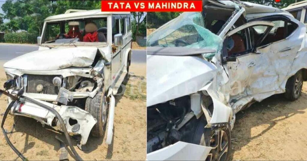 mahindra bolero tata tigor t-bone accident