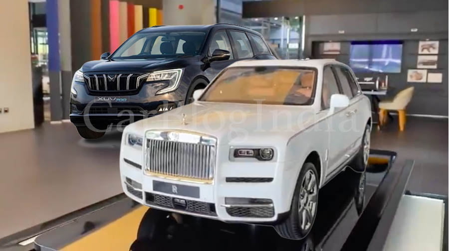 mahindra xuv700 with rolls royce cullinan scale model