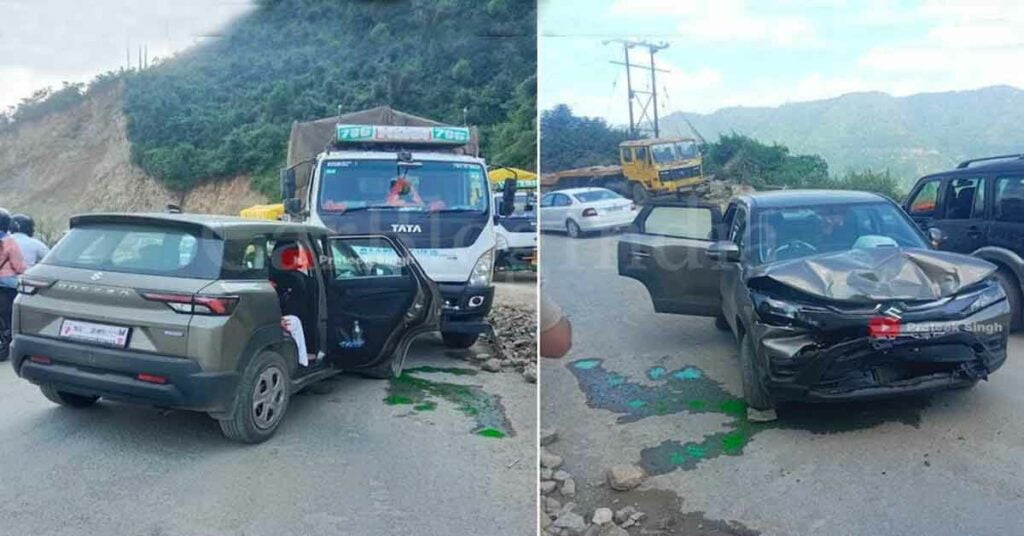 maruti brezza accident with truck
