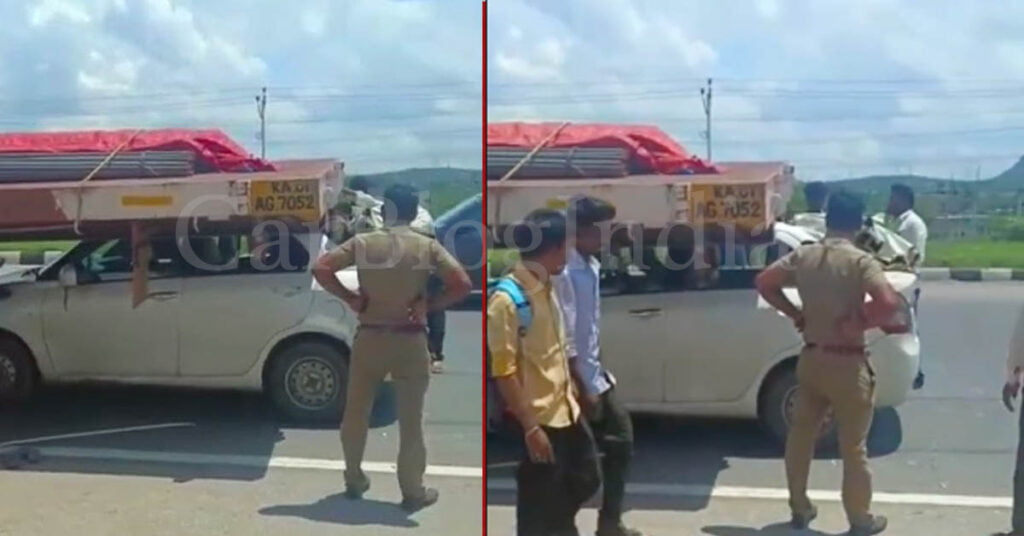 Maruti Dzire Goes Under Truck
