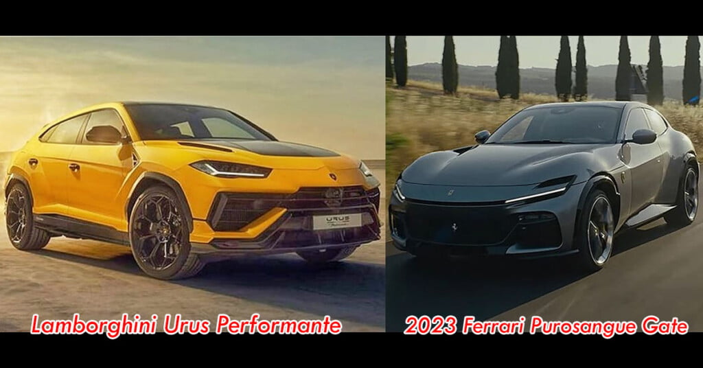 2023 Ferrari Purosangue Gate Crashes Lamborghini Urus Performante's Party