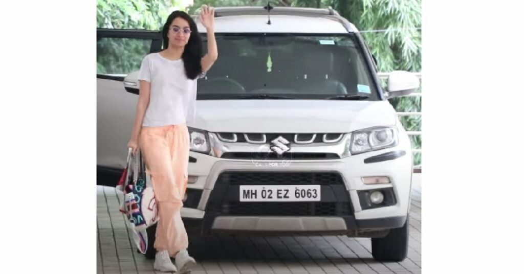 Shraddha Kapoor with her Maruti Brezza