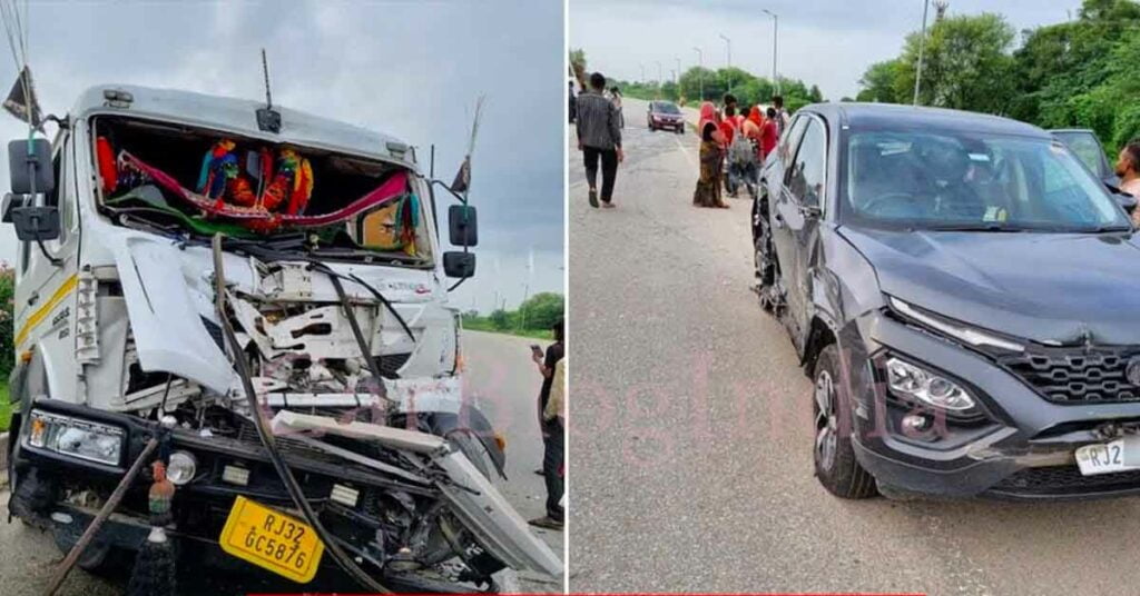 Tata Harrier accident with Truck