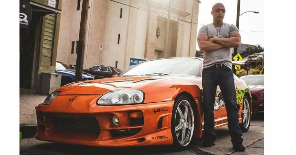 Vin Diesel with his Toyota Supra Turbo