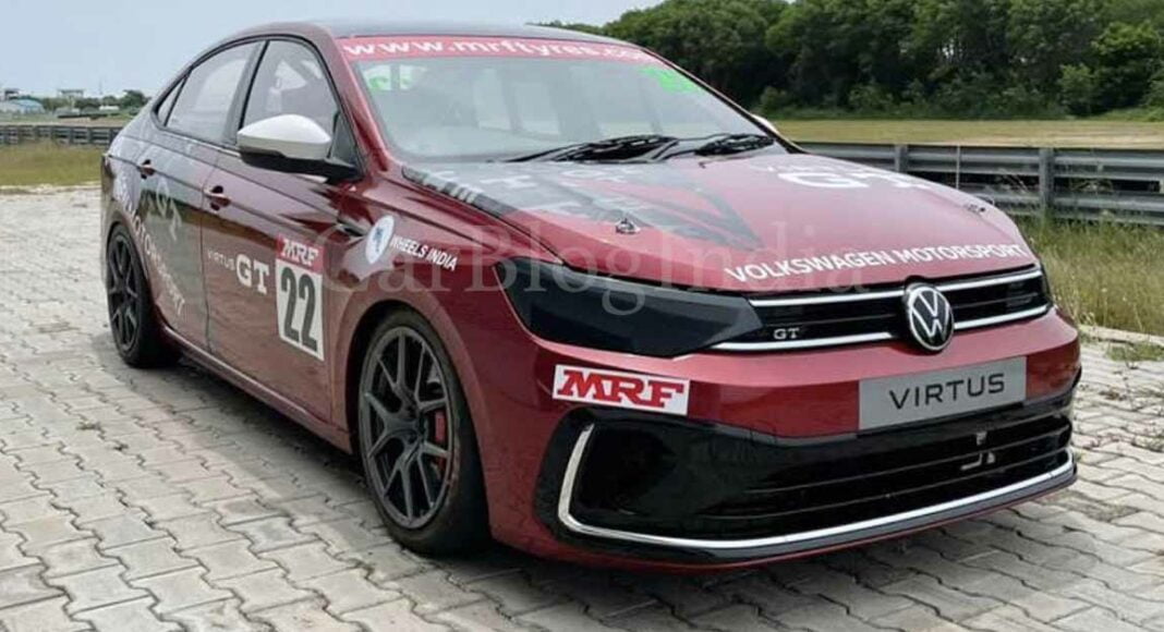 Race-spec VW Virtus GT Cup Car Front Three Quarters