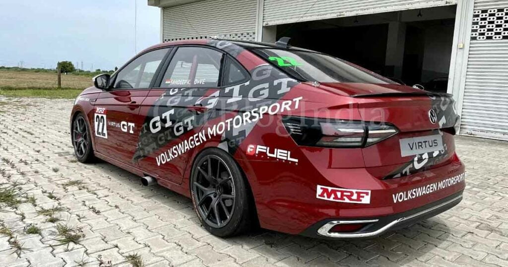 Race-spec VW Virtus GT Cup Car Rear Three Quarters