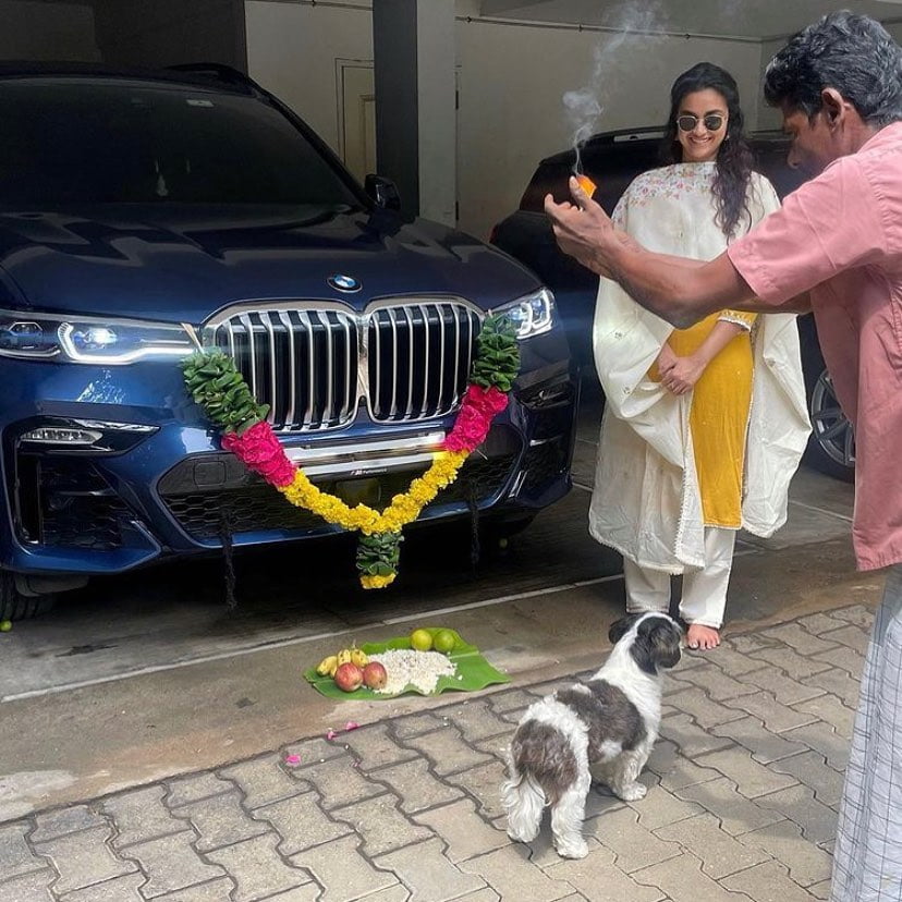 Keerthy Suresh with her new BMW X7