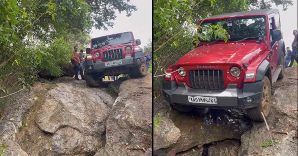 Mahindra Thar Descends From Near Vertical Rocks