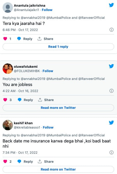 Ranveer Singh Fans React to Guy Who Pointed Out Expired Insurance
