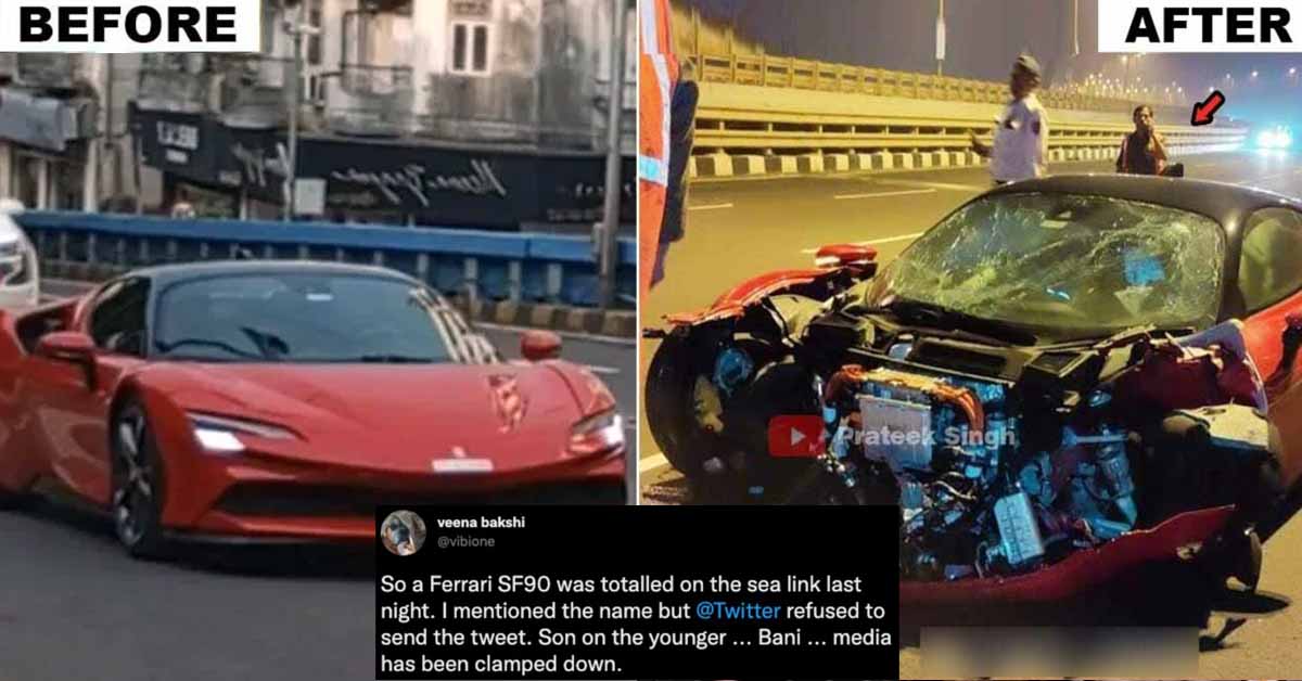The crash of Ambani's Ferrari SF90 Straddle has gone largely unreported in media.
