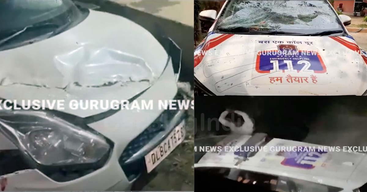 Drunk Maruti Swift occupants destroy Toyota Innova Crysta cop car in Gurugram