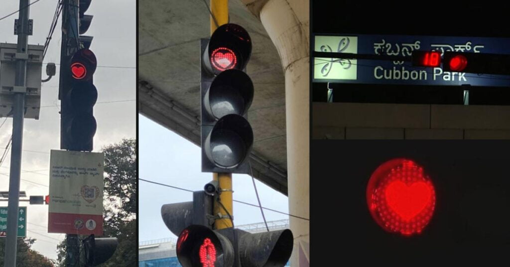 Bengaluru Red Lights Replaced with Heart Symbols
