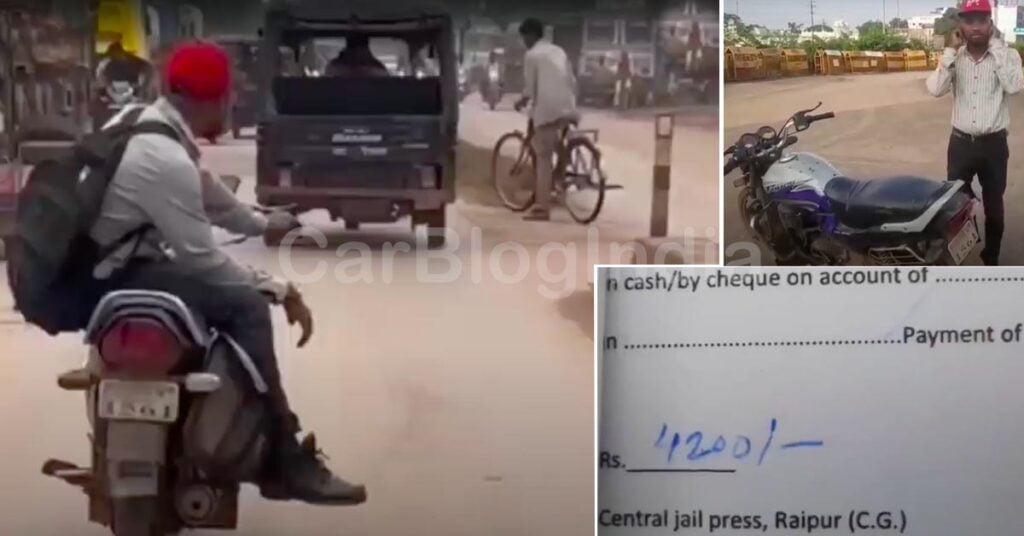 Hero Passion Rider Challaned For Riding As A Pillion