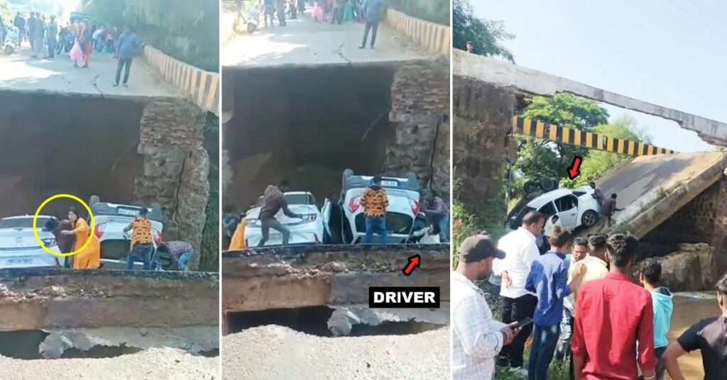 Hyundai aura maruti celerio bridge breaks Car Blog India Hyundai Aura and Maruti Celreio Buried After the Bridge Breaks
