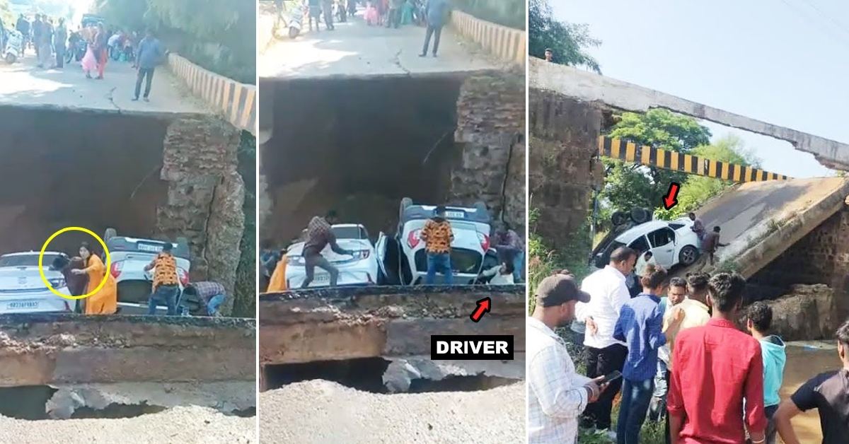 Hyundai Aura and Maruti Celreio Buried After The Bridge Breaks