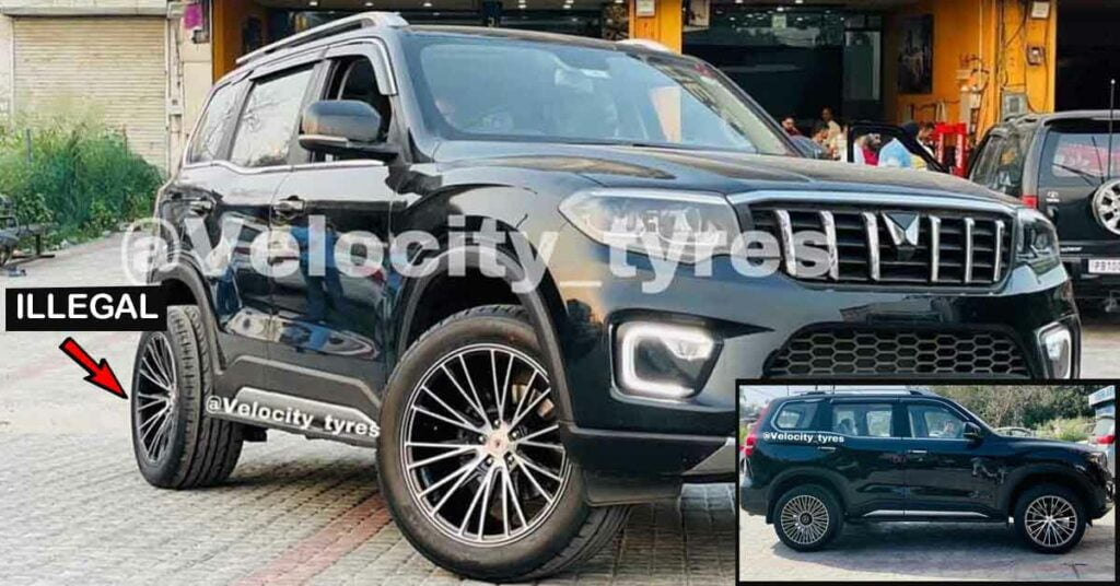 India’s First Mahindra Scorpio N with Illegal 20inch Alloy Wheels