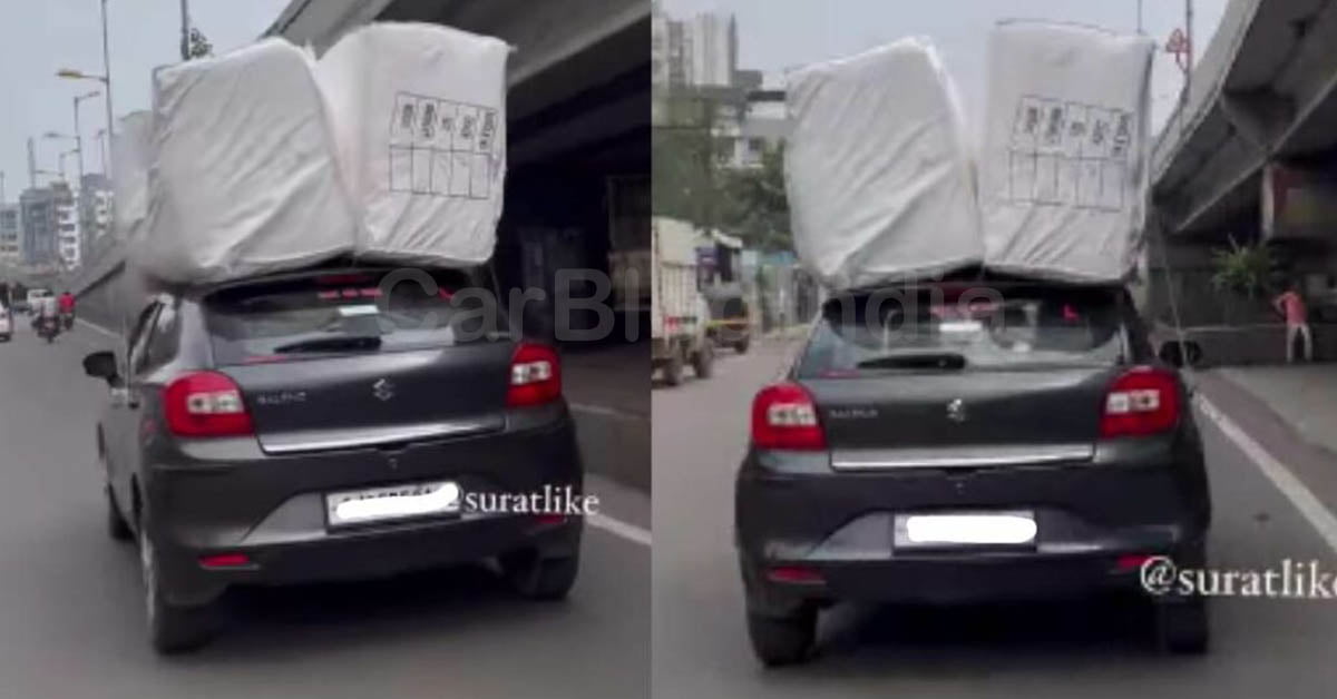 Maruti Baleno Carries Heavy Load on Roof