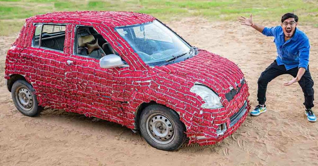 Maruti Swift with 1,00,000 Diwali Crackers