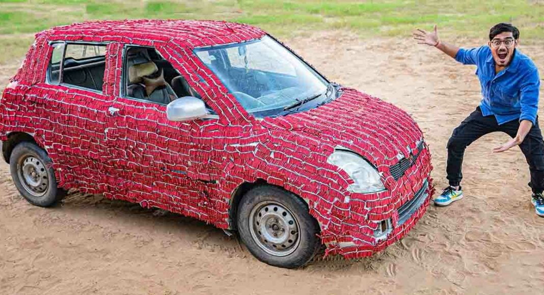 Maruti Swift with 1,00,000 Diwali Crackers