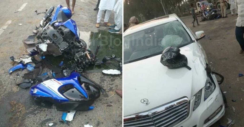 Mercedes E class Hits Suzuki Hayabusa