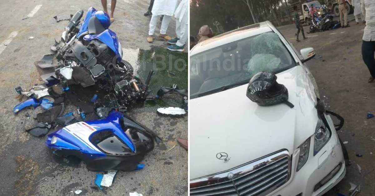 mercedes e-class hits suzuki hayabusa