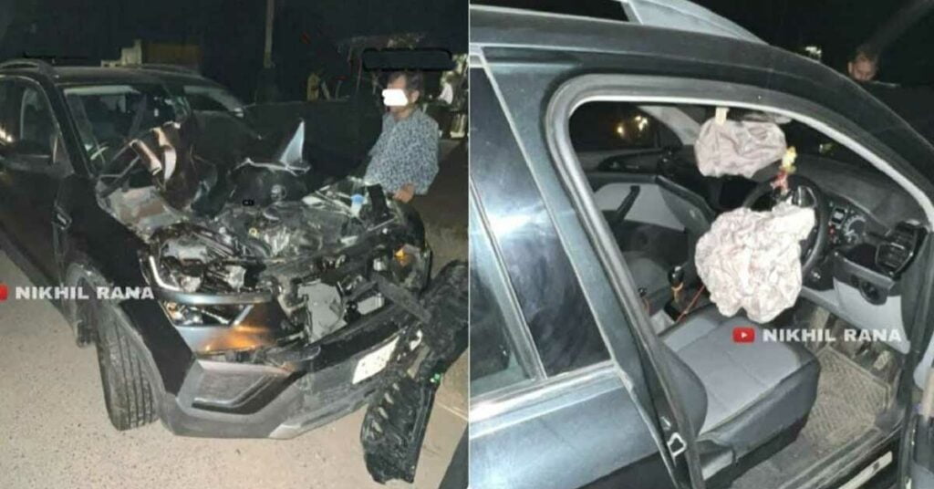 Skoda Kushaq accident at 90 kmph