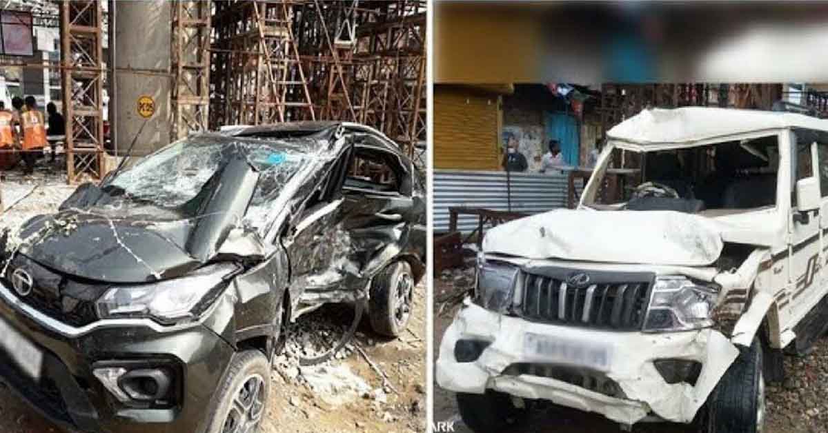 Tata Nexon and Mahindra Bolero involved in a major accident in Assam.