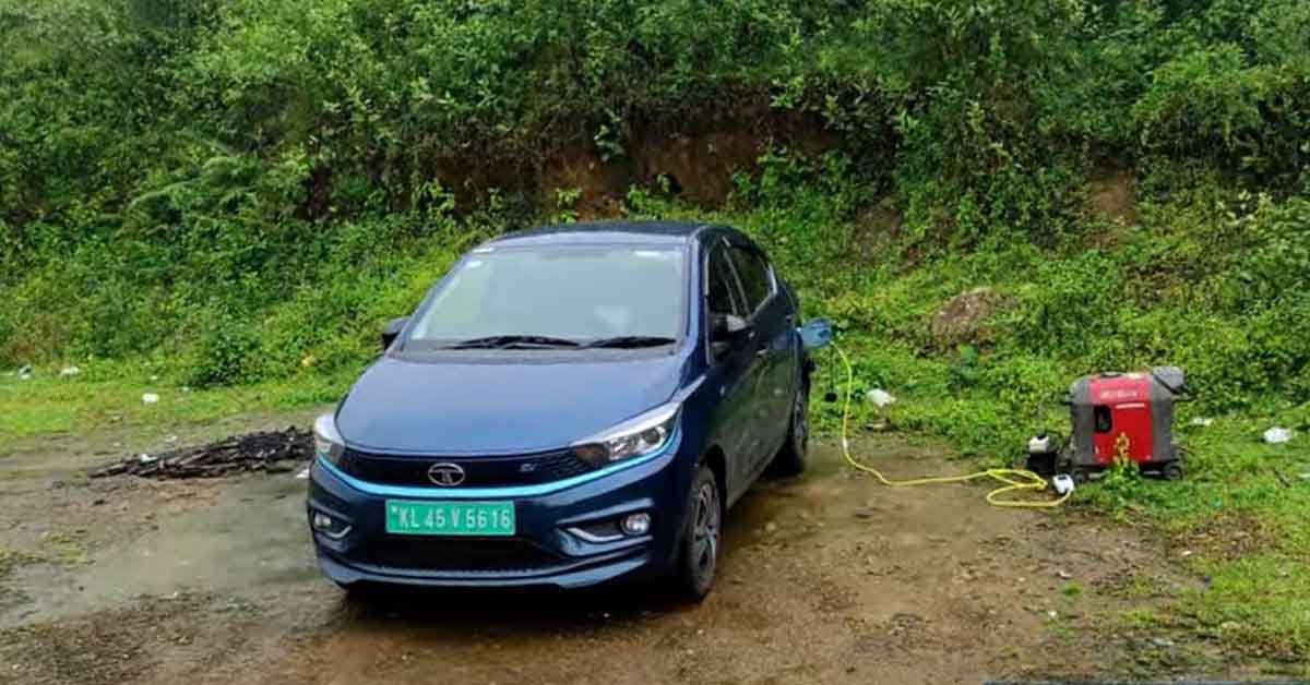 tata tigor ev charged using petrol generator