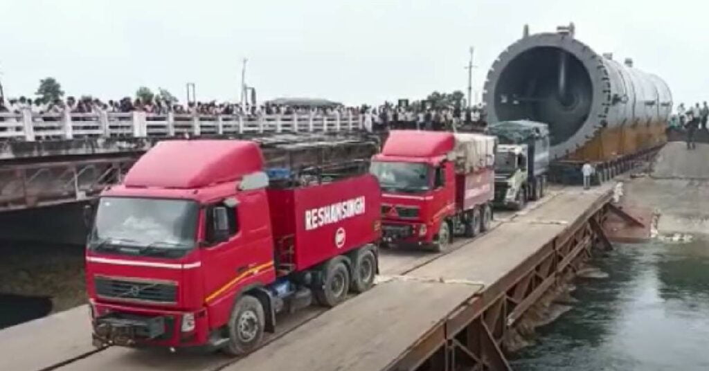 Volvo Trucks Carry Heavy Equipment Over Bridge Costing Rs 4 Crore
