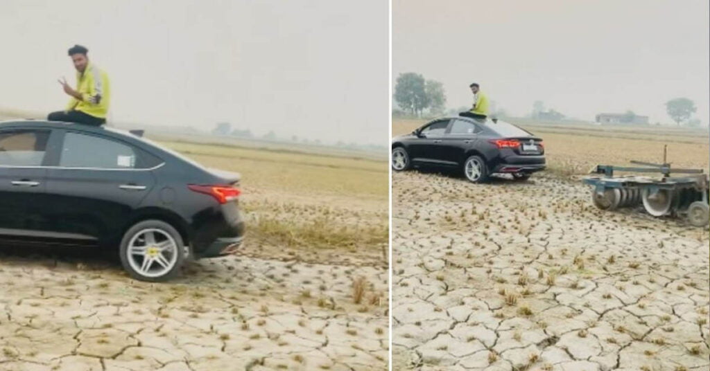 Hyundai Verna Used to Plough Field