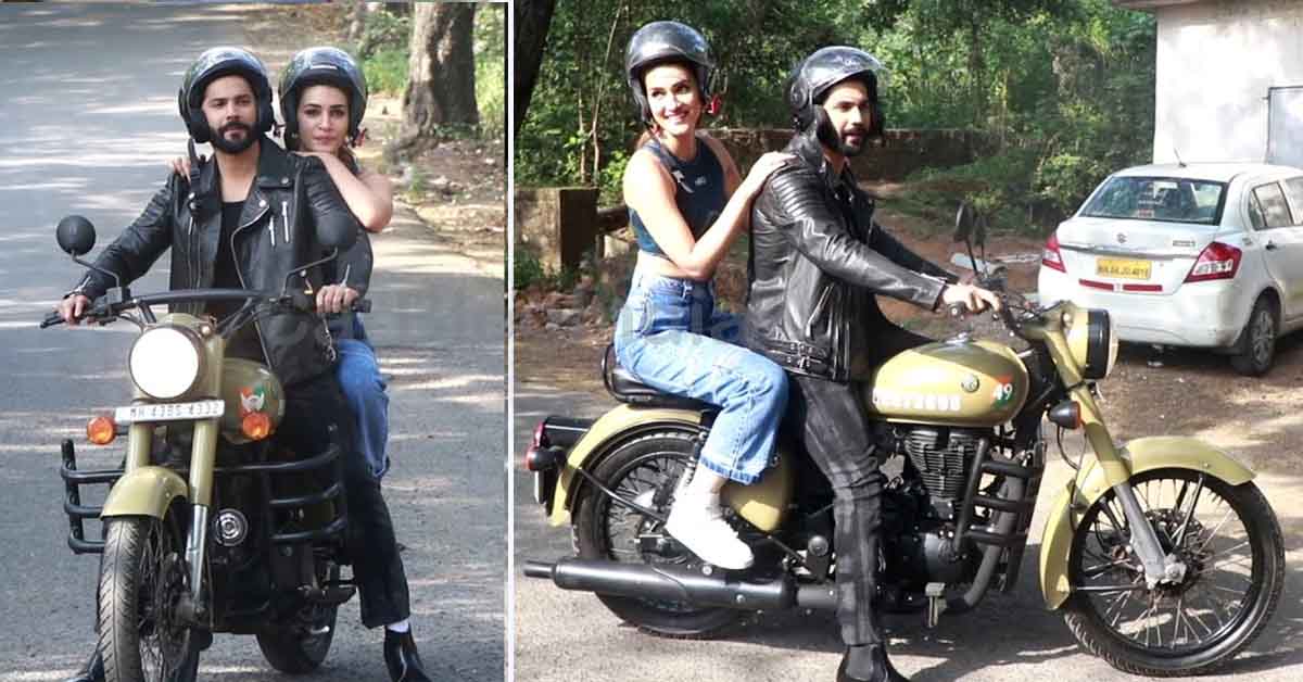 Varun Dhawan and Kriti Sanon on a Royal Enfield Bullet