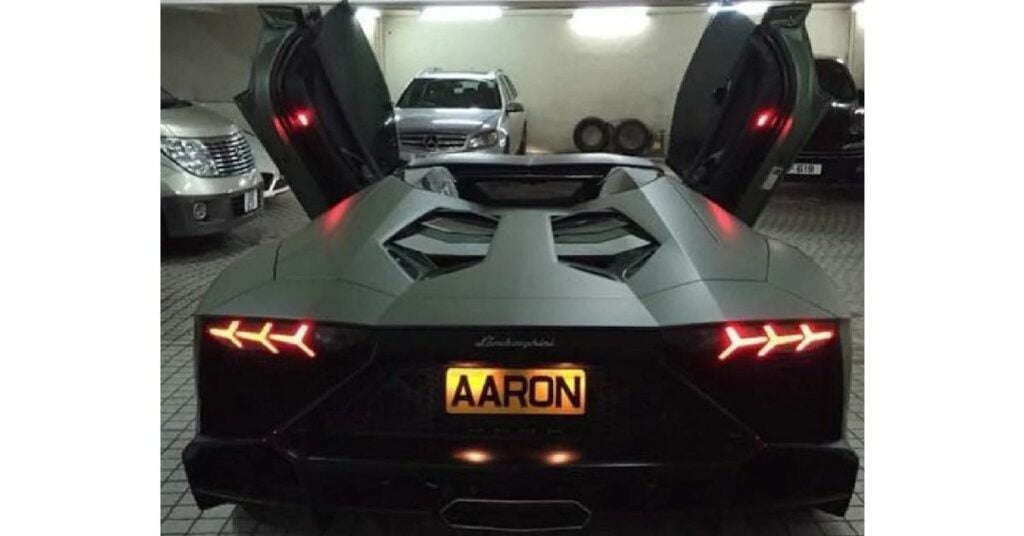 Aaron Kwok with his Lamborghini Aventador LP700-4 Roadster