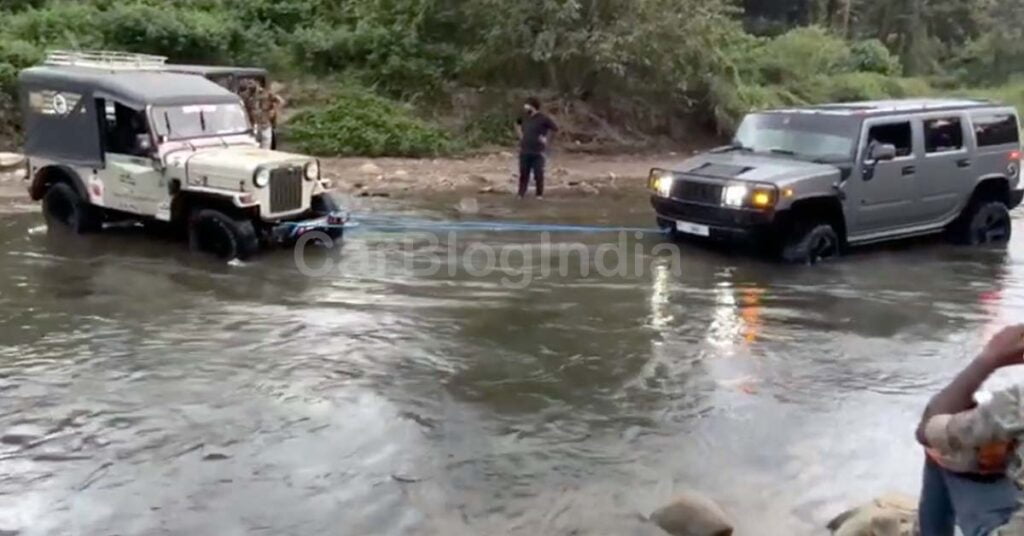 mahindra major rescues hummer h2