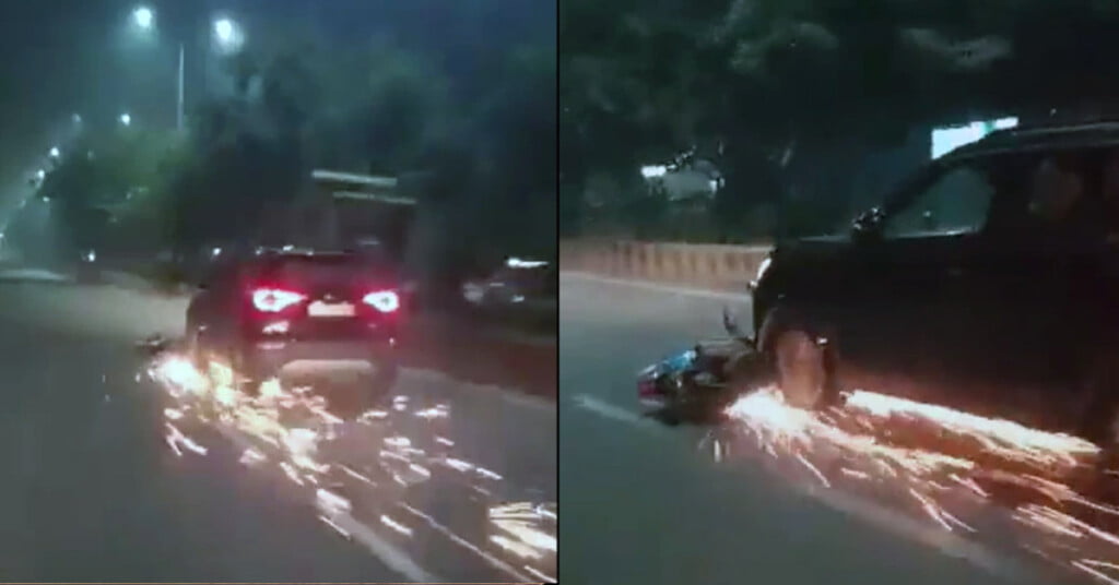 Mahindra XUV300 Driver Drags A Bike On A Highway For 1 km