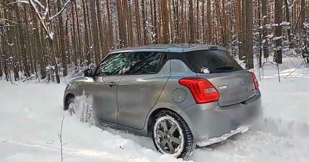 Maruti Swift in Deep Snow