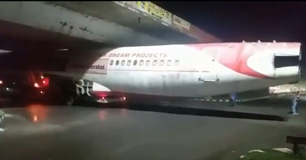Aircraft Stuck Under Bridge While Being Transported on Truck